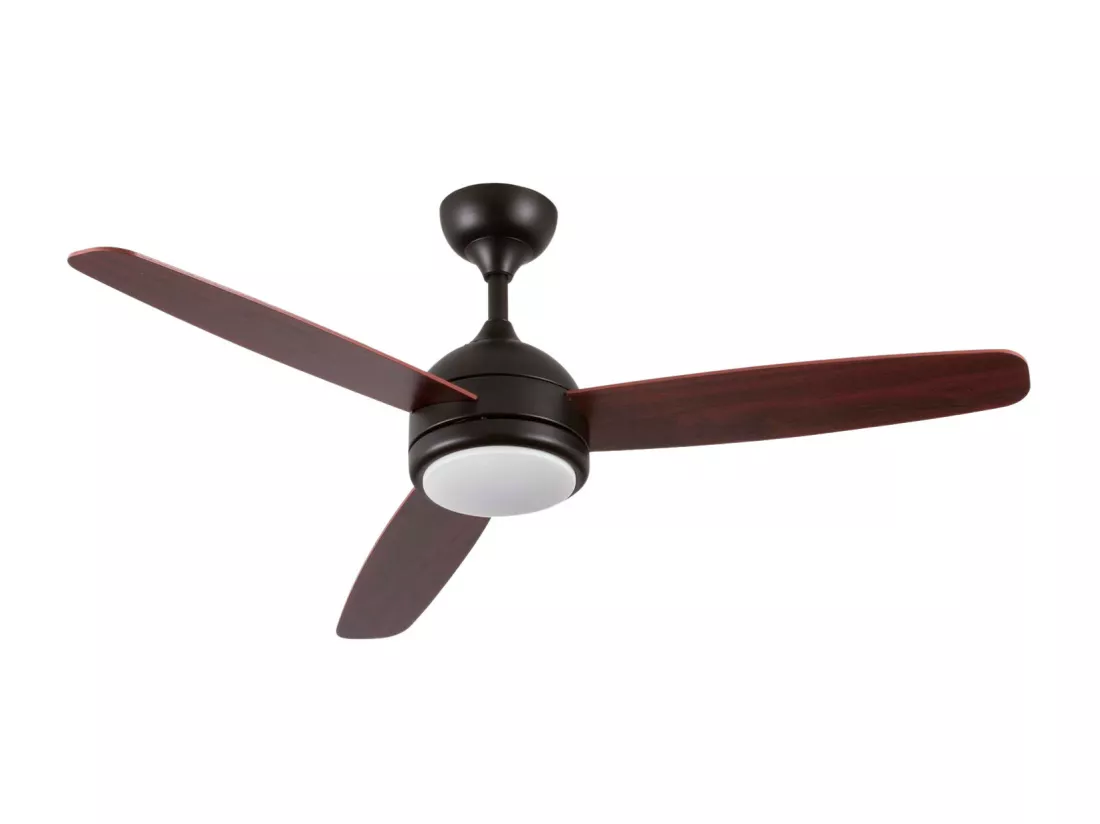 Ventilateur de Plafond avec Lumière 3 Pales 56 W 6 Vitesses Vermont Bois Foncé Thinia Home