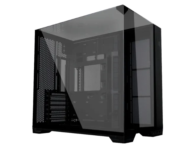 Lian Li O11 Vision Compact - Tower - udvidet ATX - sidepanel med vindue (hærdet glas) - ingen strømforsyning - sort - USB/Lyd