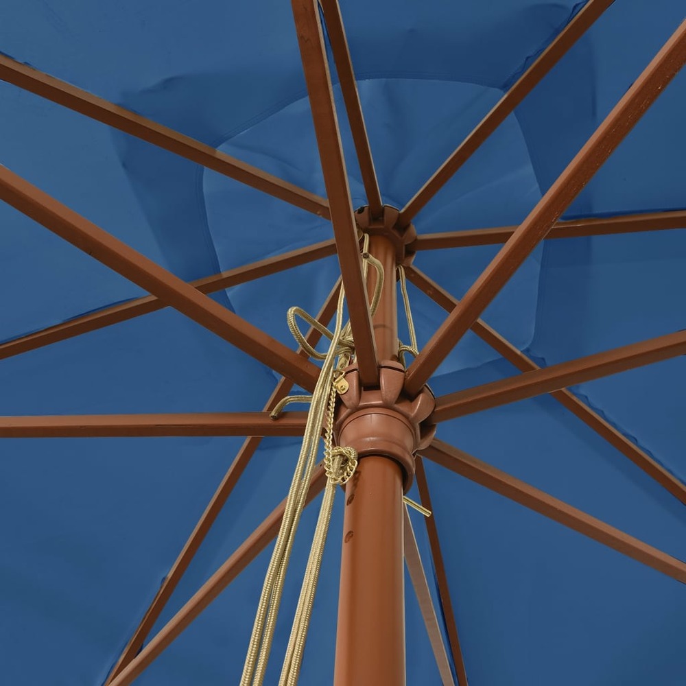 Parasol de jardin avec mât en bois 300 x 300 x 273 cm bleu