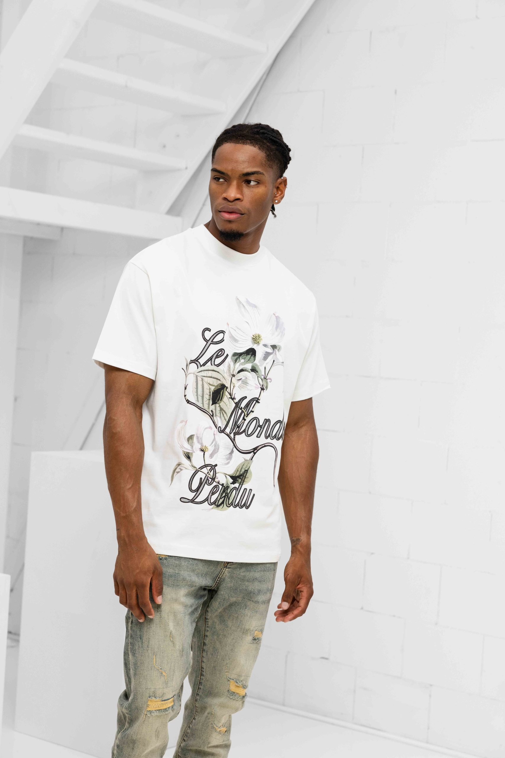 Le Monde Perdu Corlus Florida T-Shirt Heren Gebroken Wit