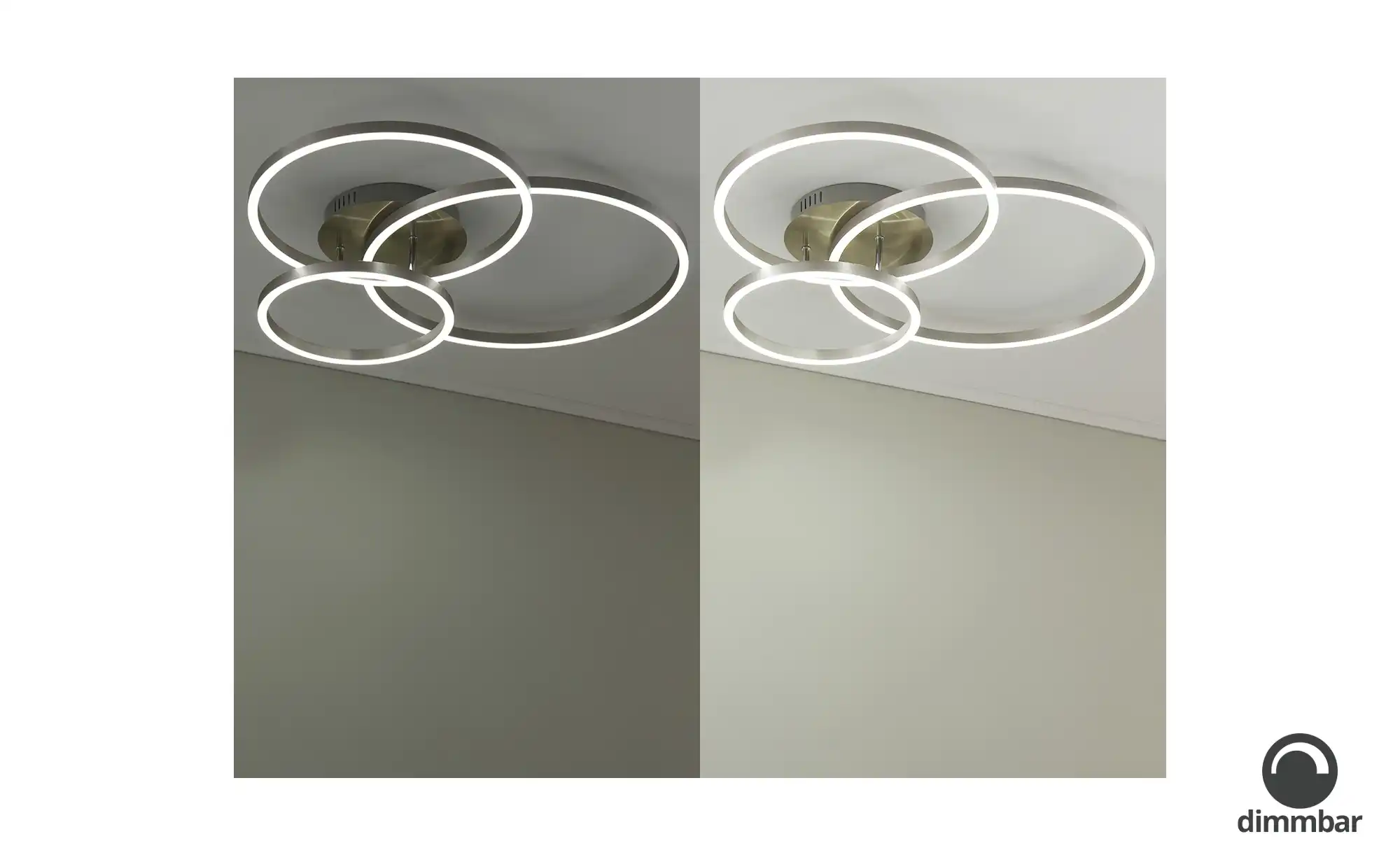 Trio LED Deckenleuchte, Nickel 3 Ringe