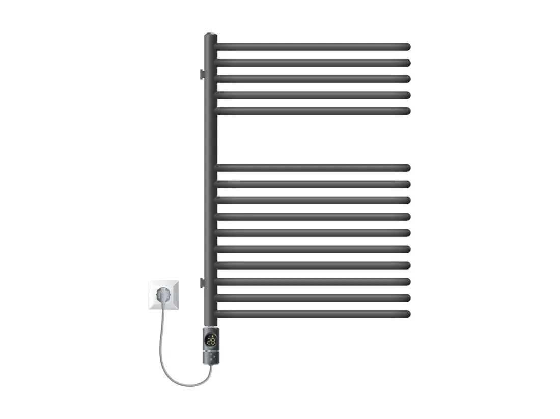 Radiateur mural porte-serviette anthracite 500x800 mm avec thermoplongeur 300 W