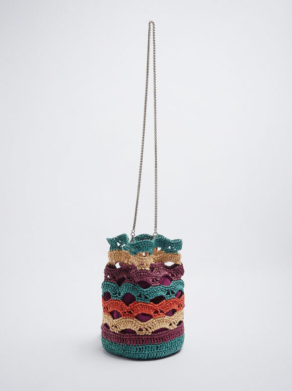 Sacola de doces artesanal com efeito de palha - Multicolorida