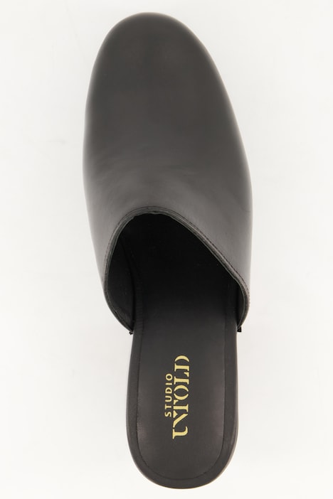 Leder-Clogs, echtes Leder, goldene Nieten, Plateausohle, Weite H