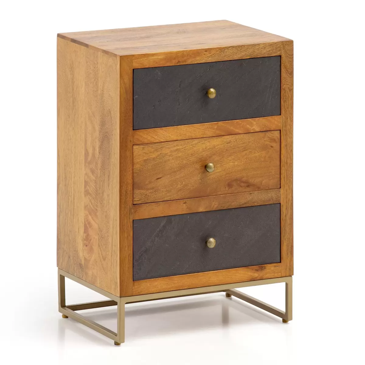 Nachttisch Tarbes anthrazit,braun,gold