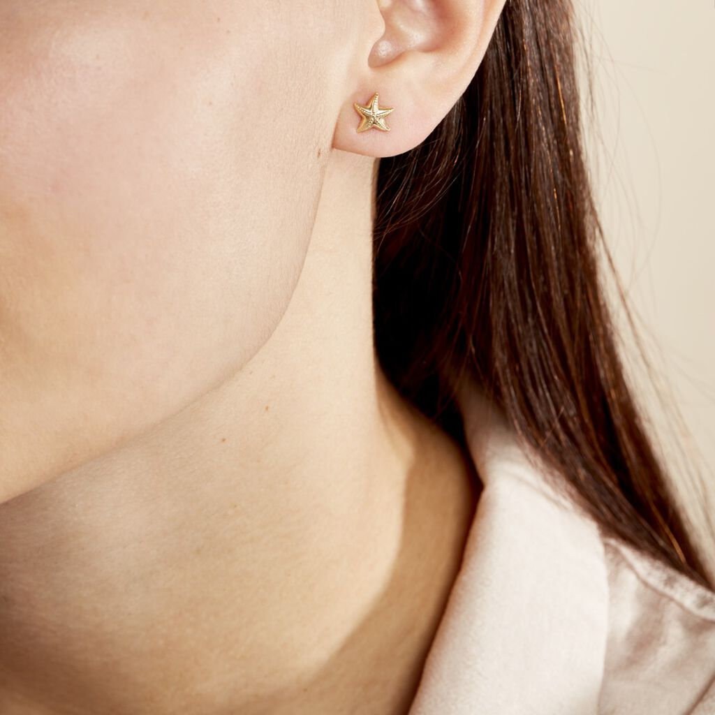 Boucles D'oreilles Puces Alphonsine Etoile De Mer Or Jaune