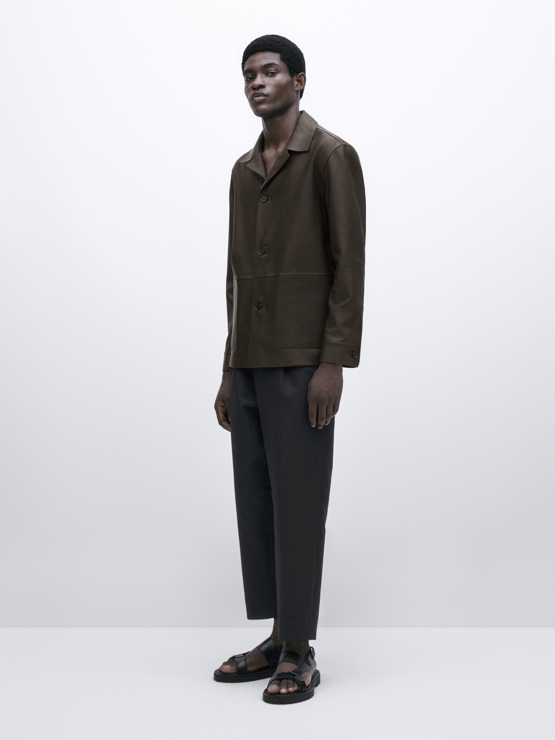 Sobrecamisa piel napa -Studio - DARK TOASTADO