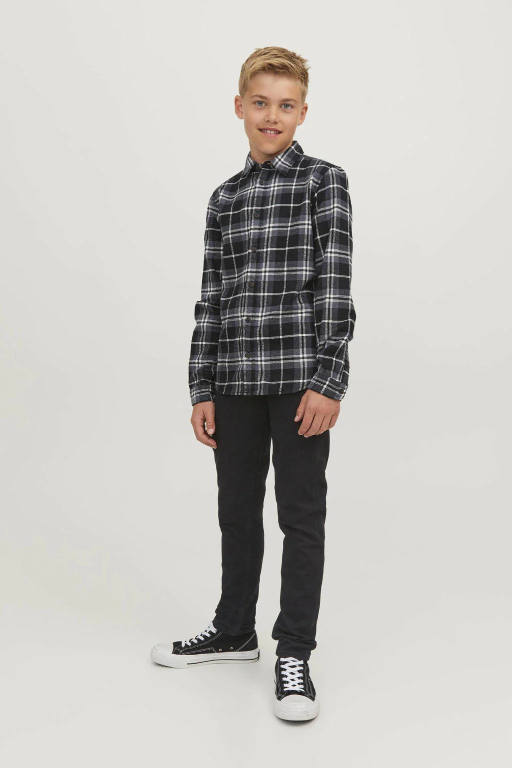 Jeans zwart jongenslow waist slim fit jeans JJIGLENN JJORIGINAL black denim