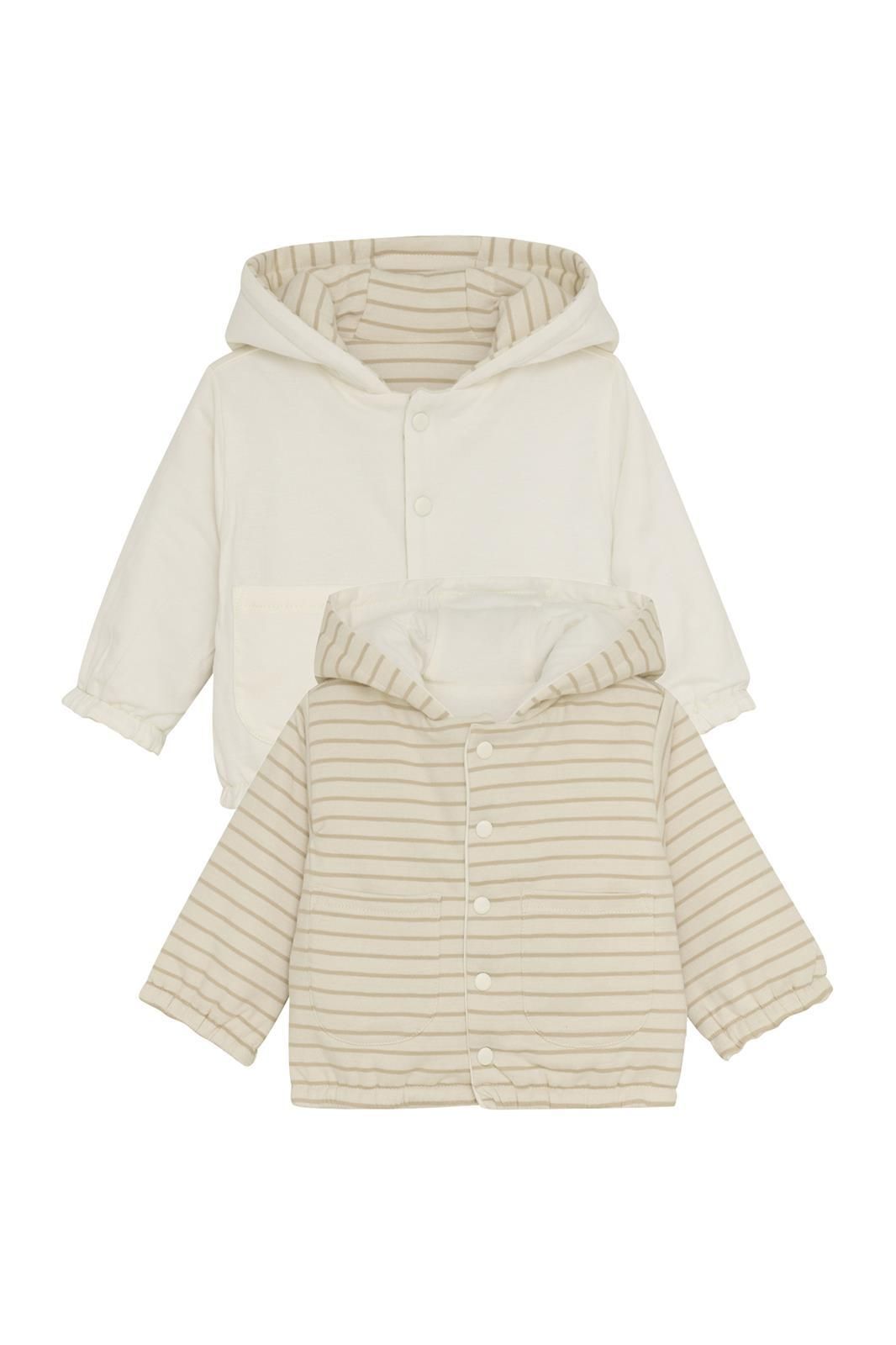 Noppies Newborn Vest Neddie - Reversible - Stripe pattern Off white