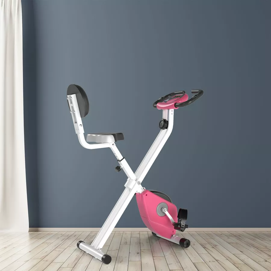 HOMCOM Fahrradtrainer mit Magnetwiderstand rosaweiß