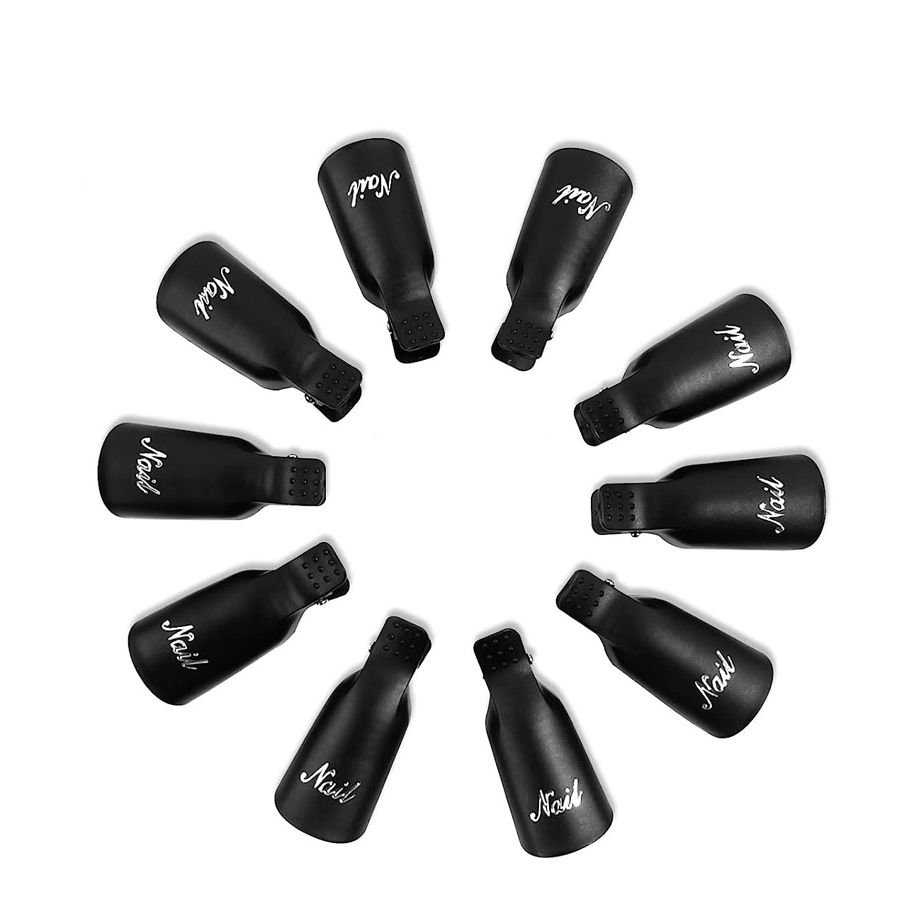 (10er Set) Nagel Lack Entferner Clip Soak Off Klammer - Schwarz