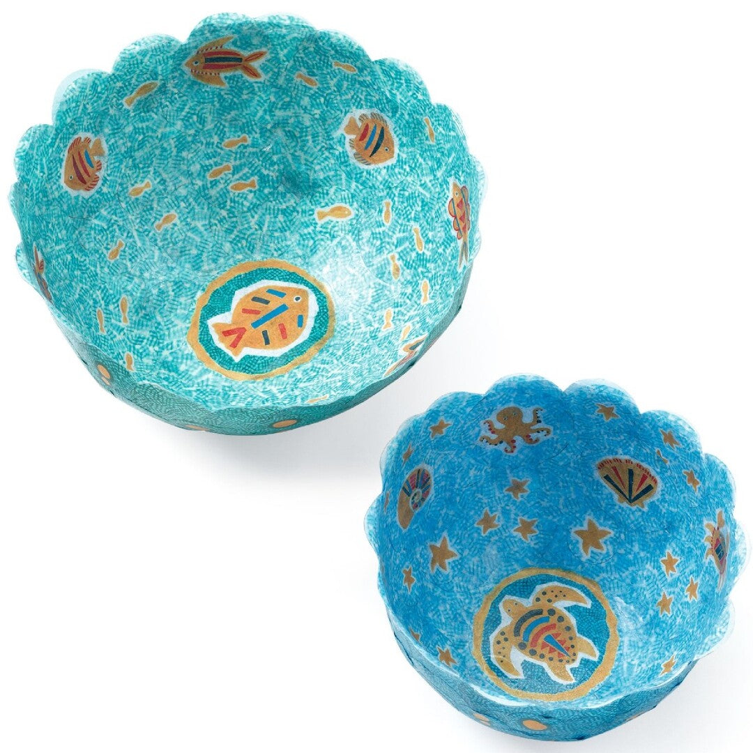 Djeco knutselset diy papier maché kommen - oceaan - 2st