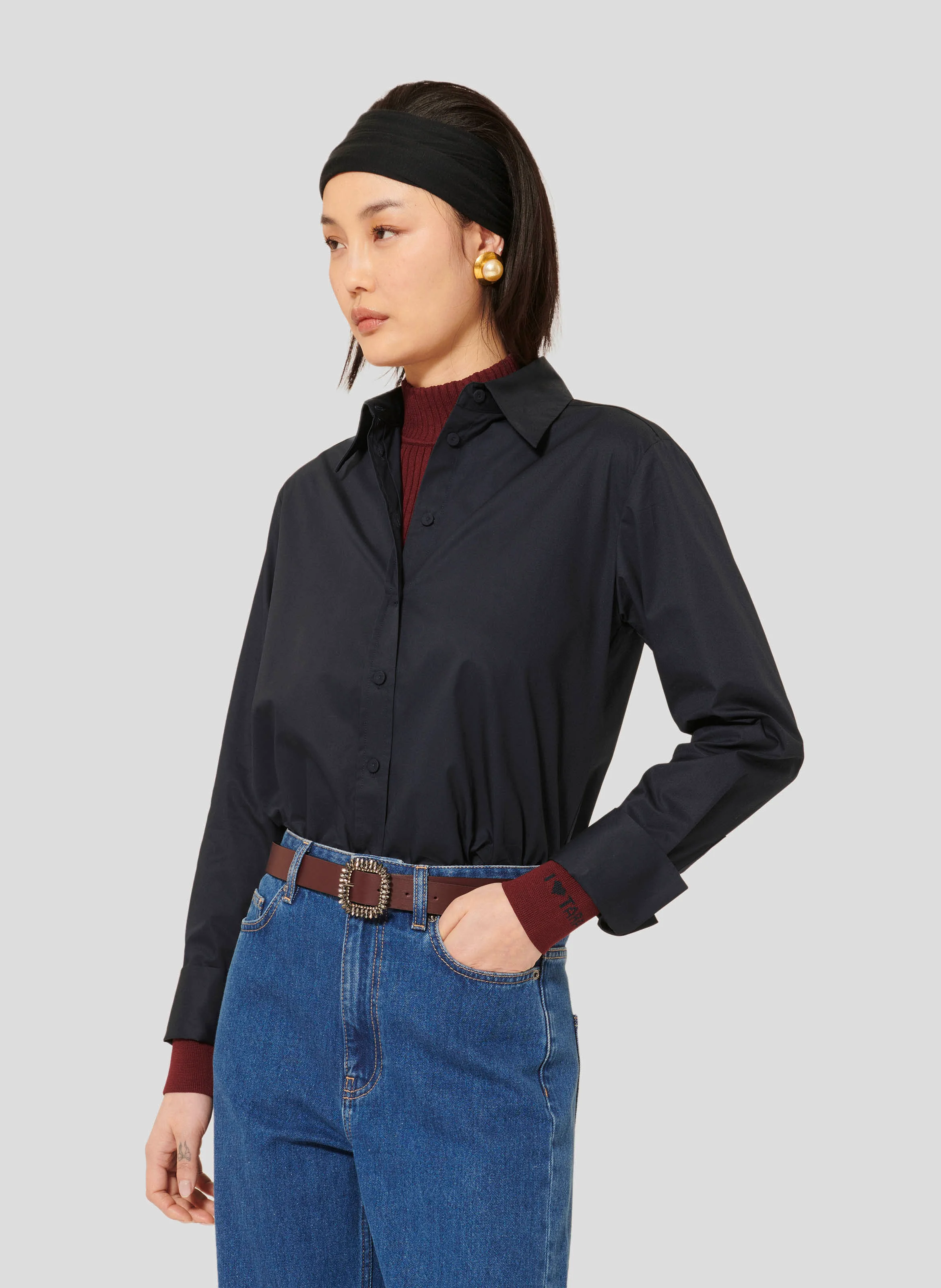 CLARISSE - Chemise droite en coton | Bleu