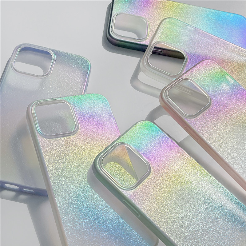 iPhone 14 Hardcase Hülle mit Laser Hologramm Design - Transparent