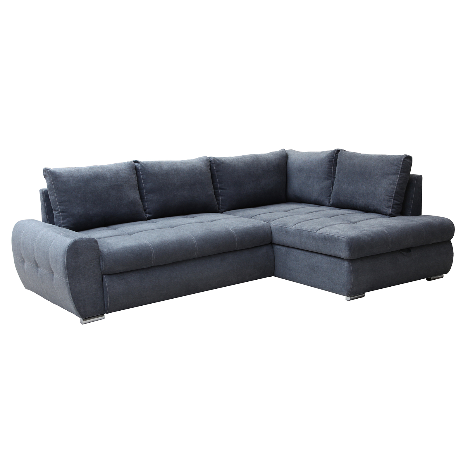 Ecksofa - steel - mit Liegefunktion und Staukasten - Recamiere rechts