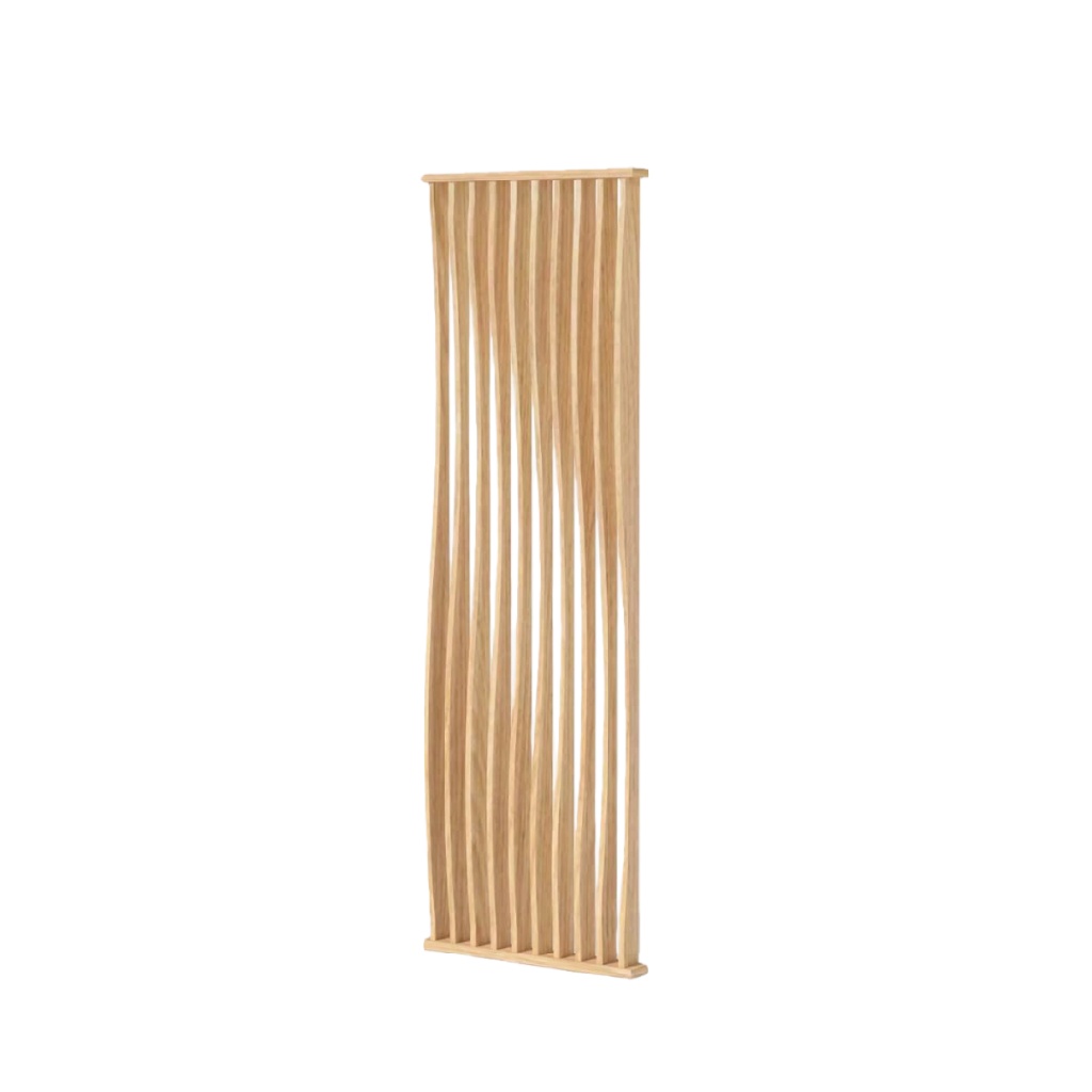 Panneau séparateur à lattes ondulées en bois naturel – 180 x 60 cm