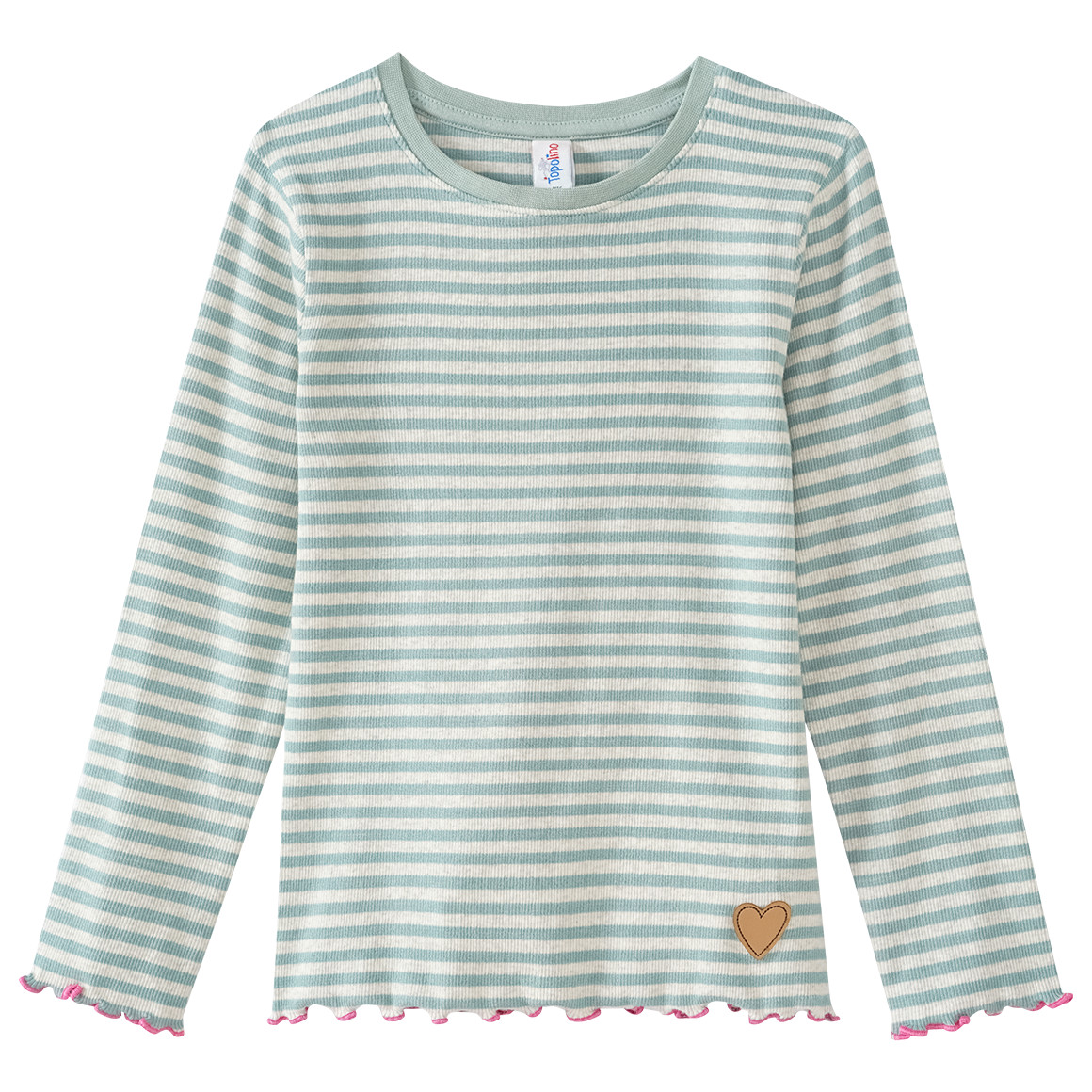 Topolino Mädchen Langarmshirt mit Wellenbündchen schilfgrün / creme