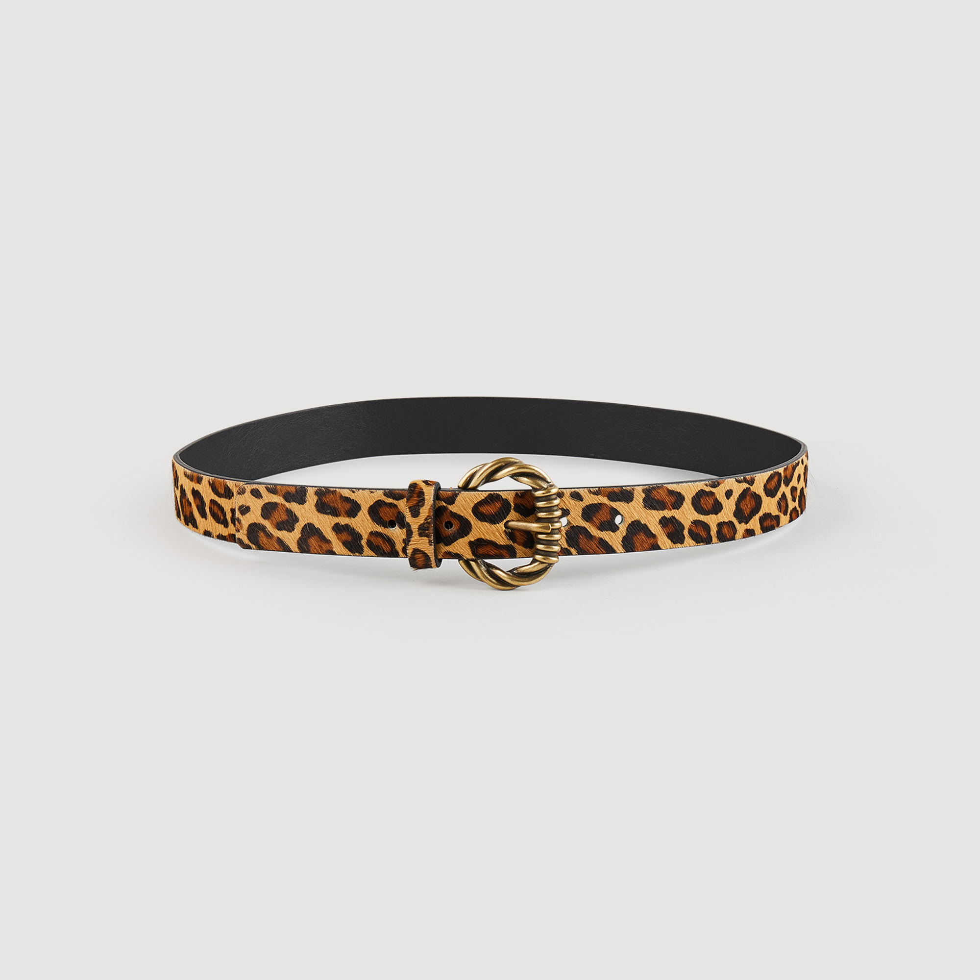 Ceinture large en cuir imprime leopard