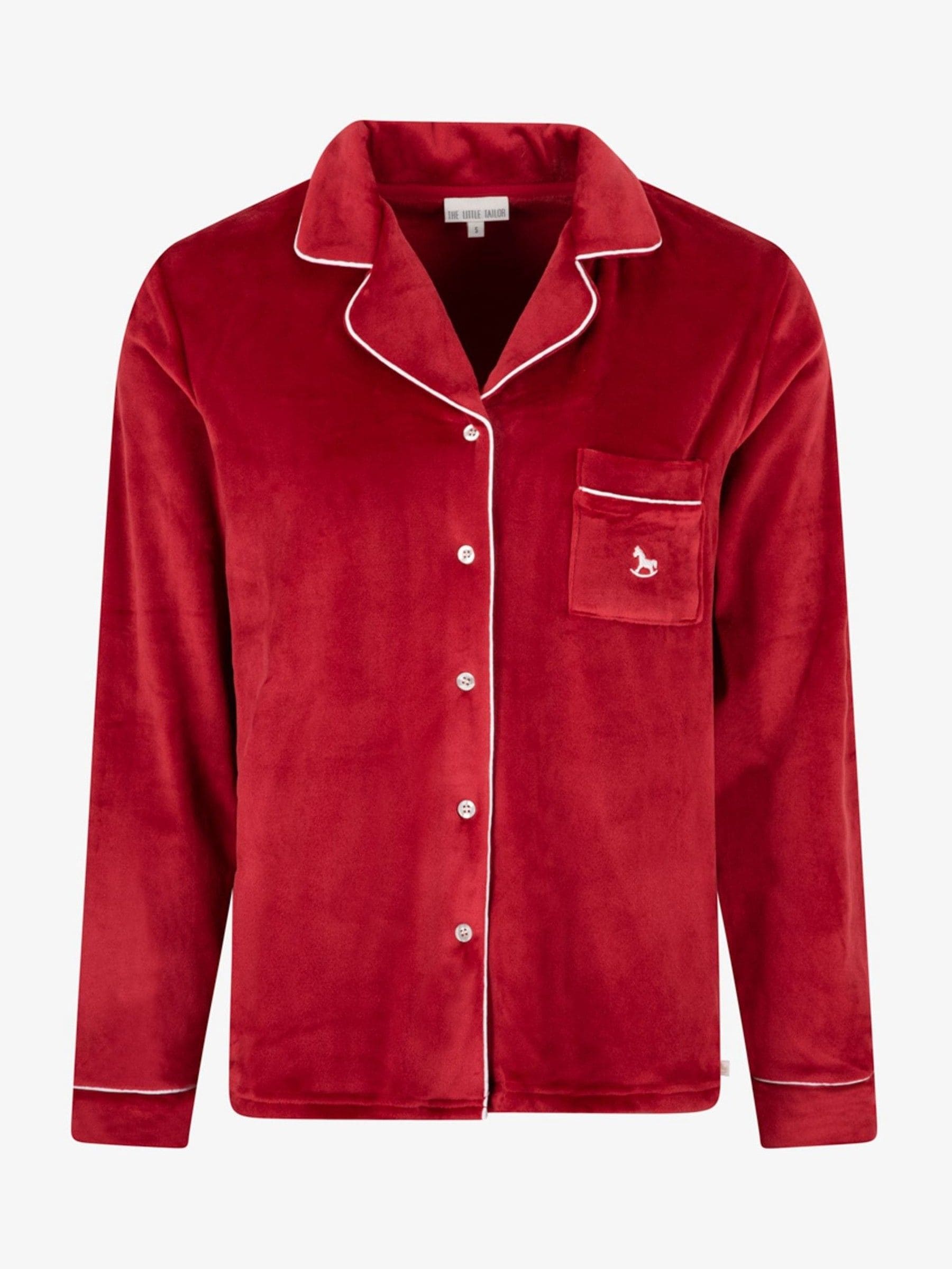 Rood - The Little Tailor luxe kerstpyjama van zacht aanvoelend velours