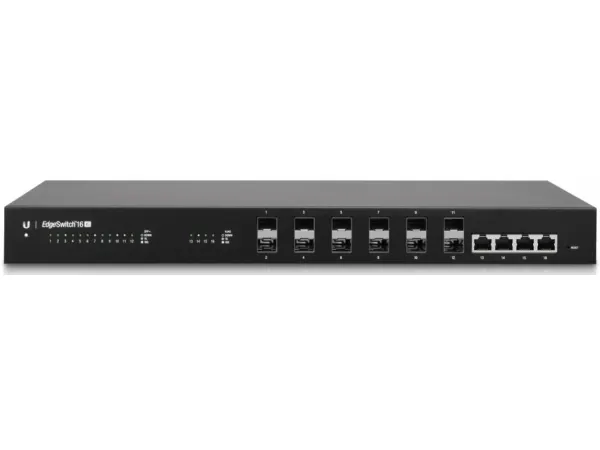 Ubiquiti EdgeSwitch ES-16-XG - Switch - L3 - Administreret - 12 x 10 Gigabit SFP    4 x 10 Gigabit Ethernet - monterbar på stativ - AC 120/230 V / DC 16 - 25 V