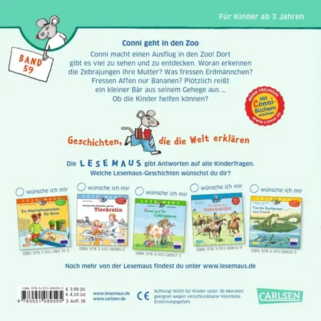 Carlsen Verlag LESEMAUS 59: Conni geht in den Zoo