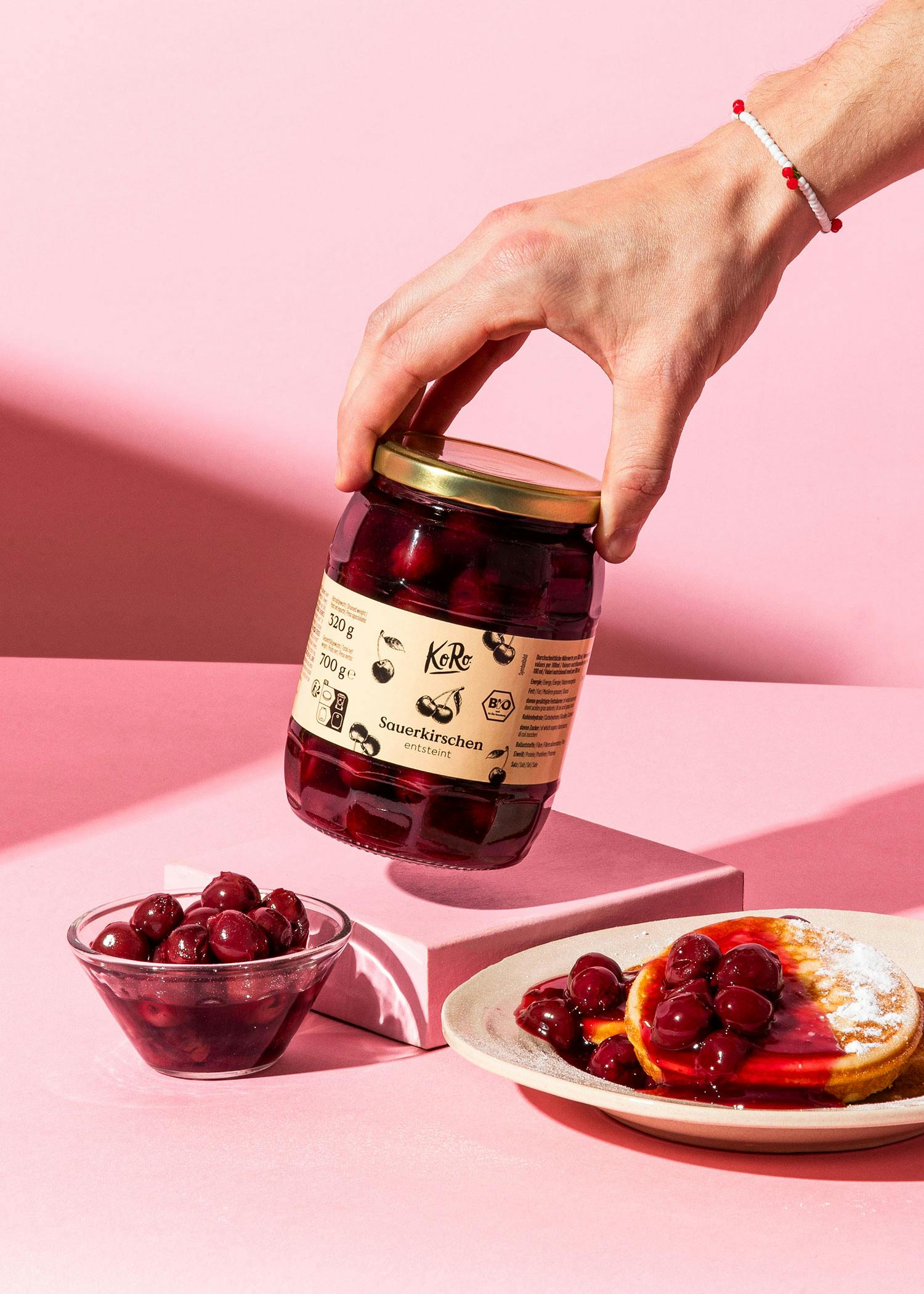 Entsteinte Bio Sauerkirschen im Glas 700 g