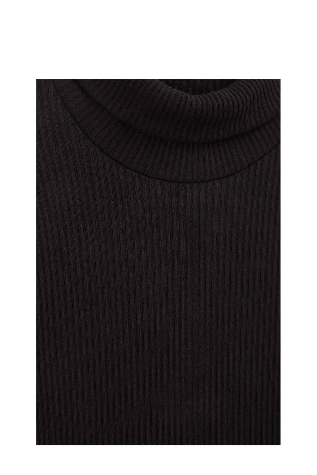 WE Fashion ribgebreide coltrui Myla zwart
