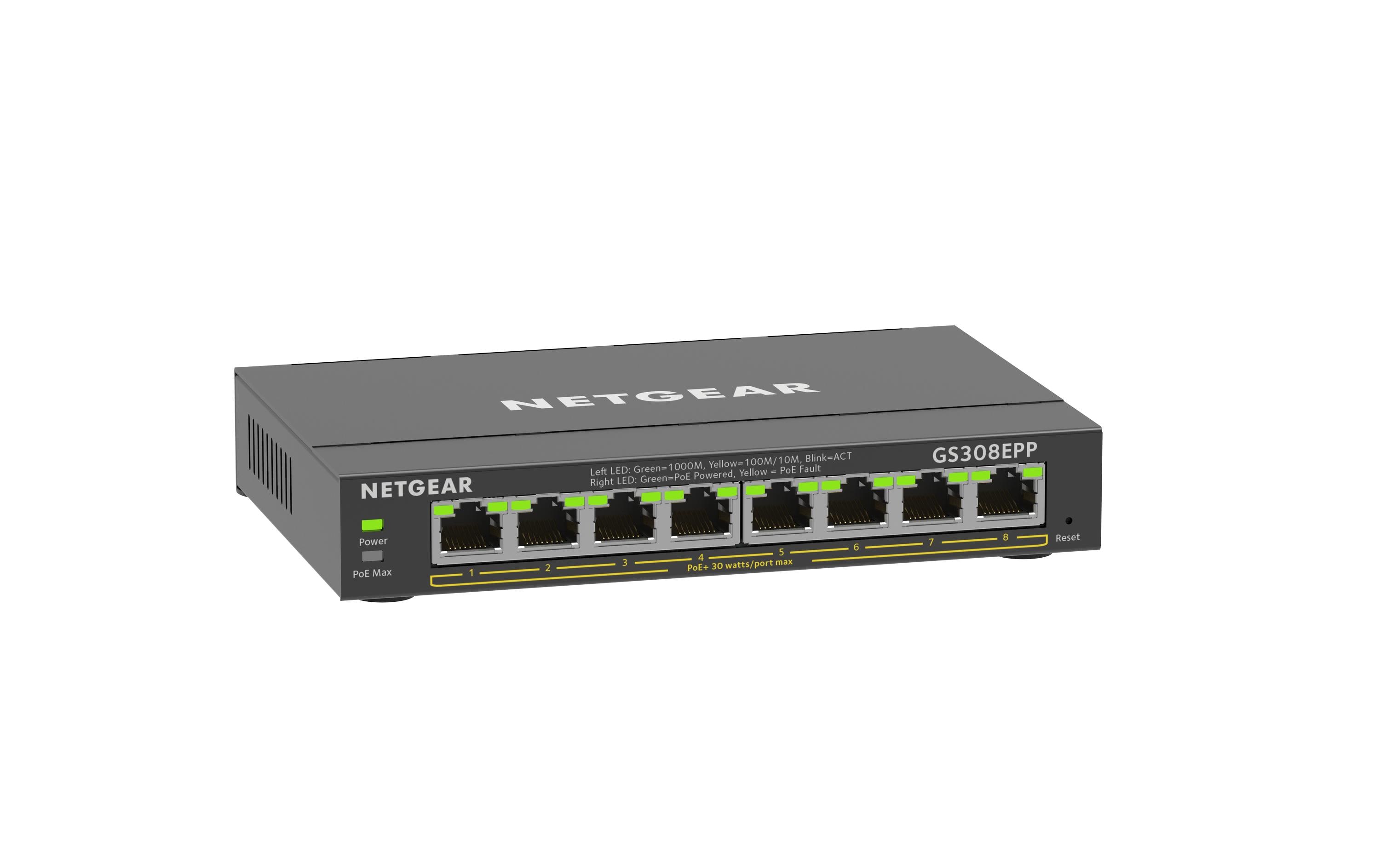 PoE+ Switch GS308EPP-100PES 8 Port<br>8-Port Gigabit Ethernet PoE+ Smart Managed Plus Switch (GS308EPP)