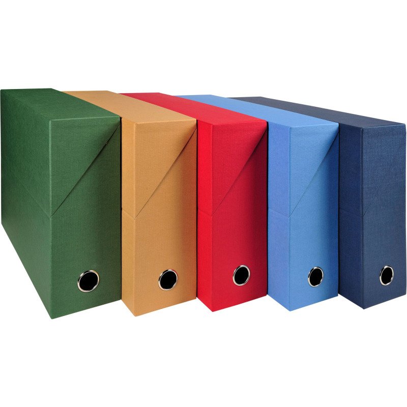 Boîte de classement carton toilé Exacompta dos 9 cm assorties