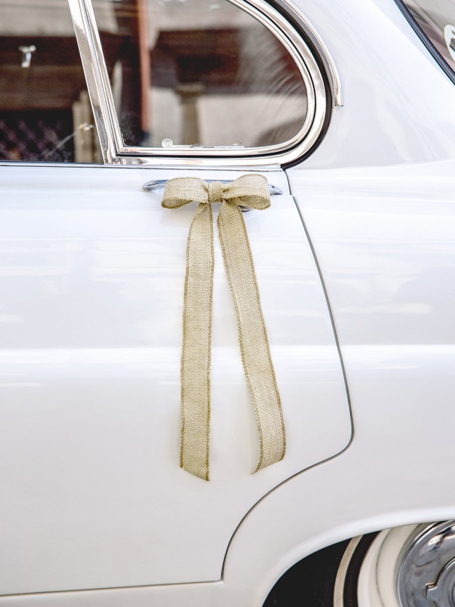 Auto Decoratie Set Bruiloft Jute Strikjes