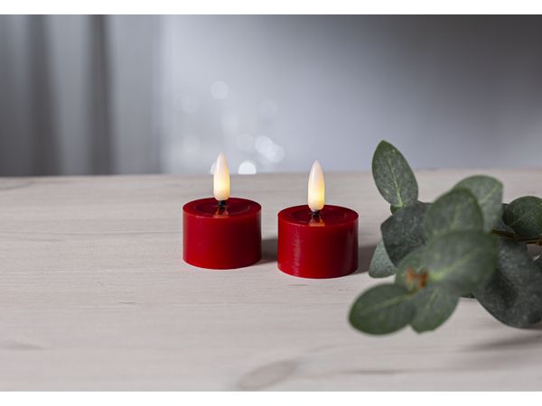 Star Trading LED Teelichter Set 2 Pack Flow 5 cm – rot LED Teelichter-2er-Set
