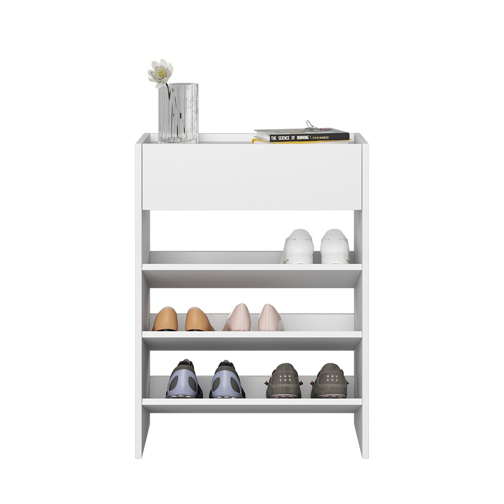 Vicco Schuhregal Schuhschrank Schuhaufbewahrung Delin Weiß 3 Fächer Schublade