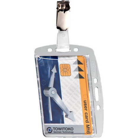 Badge rigide Durable avec pince clip 54 x 85 mm pour 1 carte - Boîte de 25