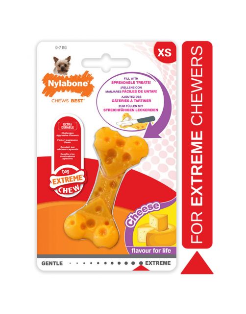 Nylabone Durachew Cheese Bone Geel - Hondenspeelgoed