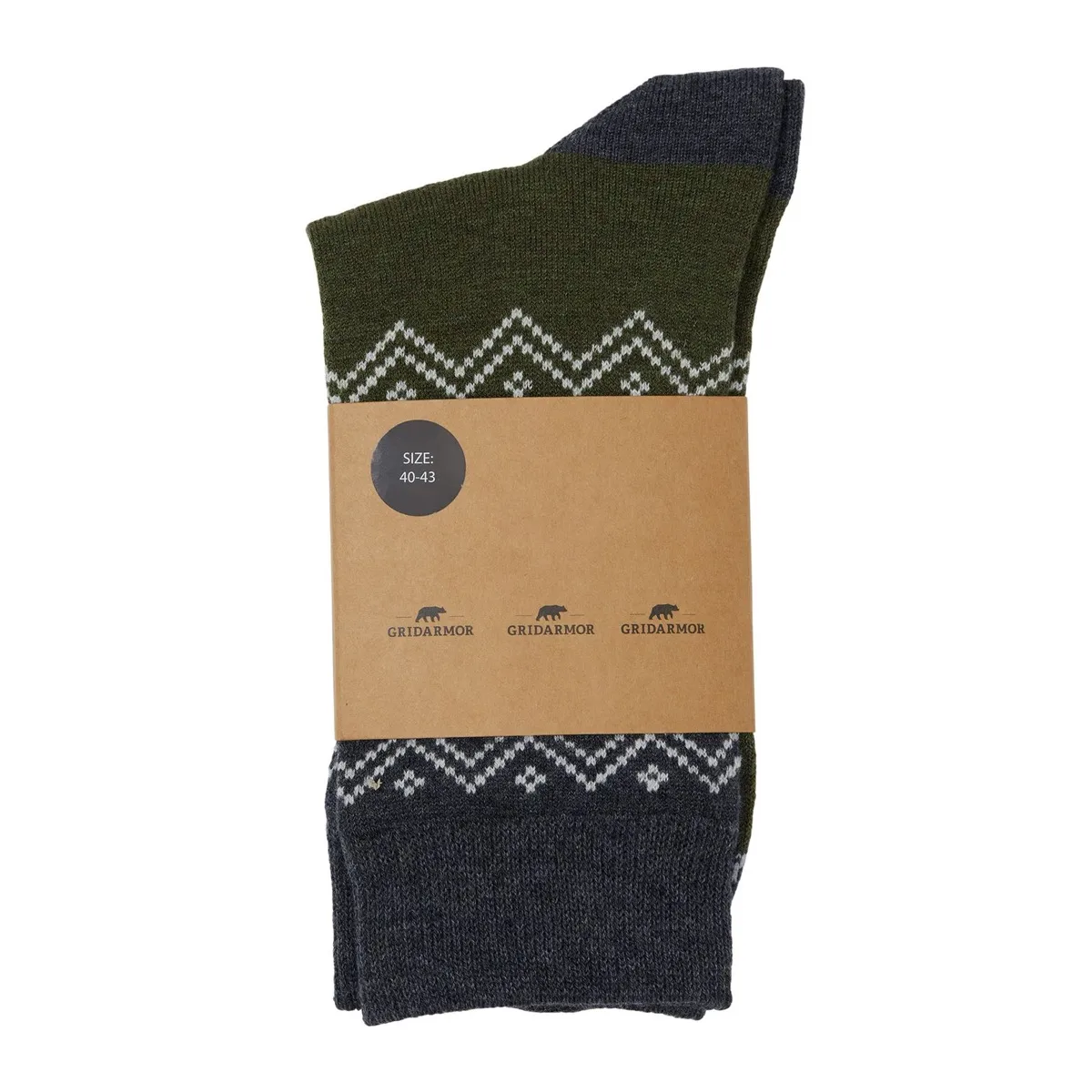 Gridarmor Heritage Merino Socks Green/Grey/White