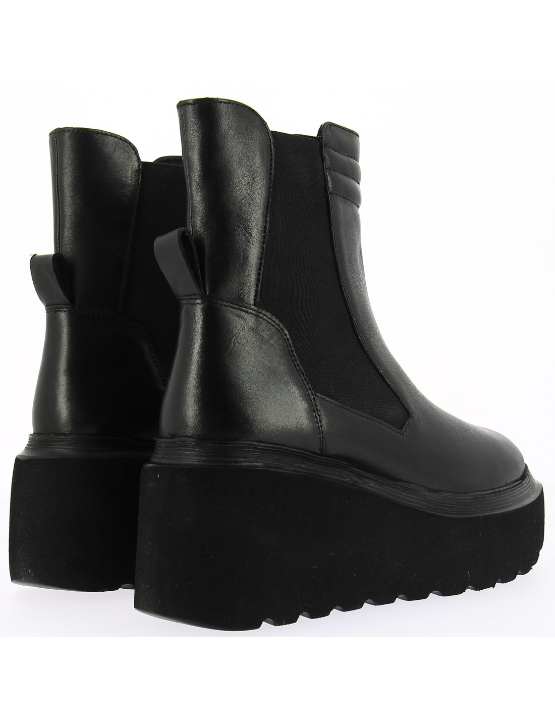 kharisma bottines chelsea compensées femme cuir noir