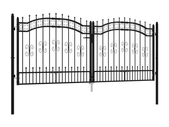 Portail et sommet de lance Noir 305x173 cm Acier enduit poudre