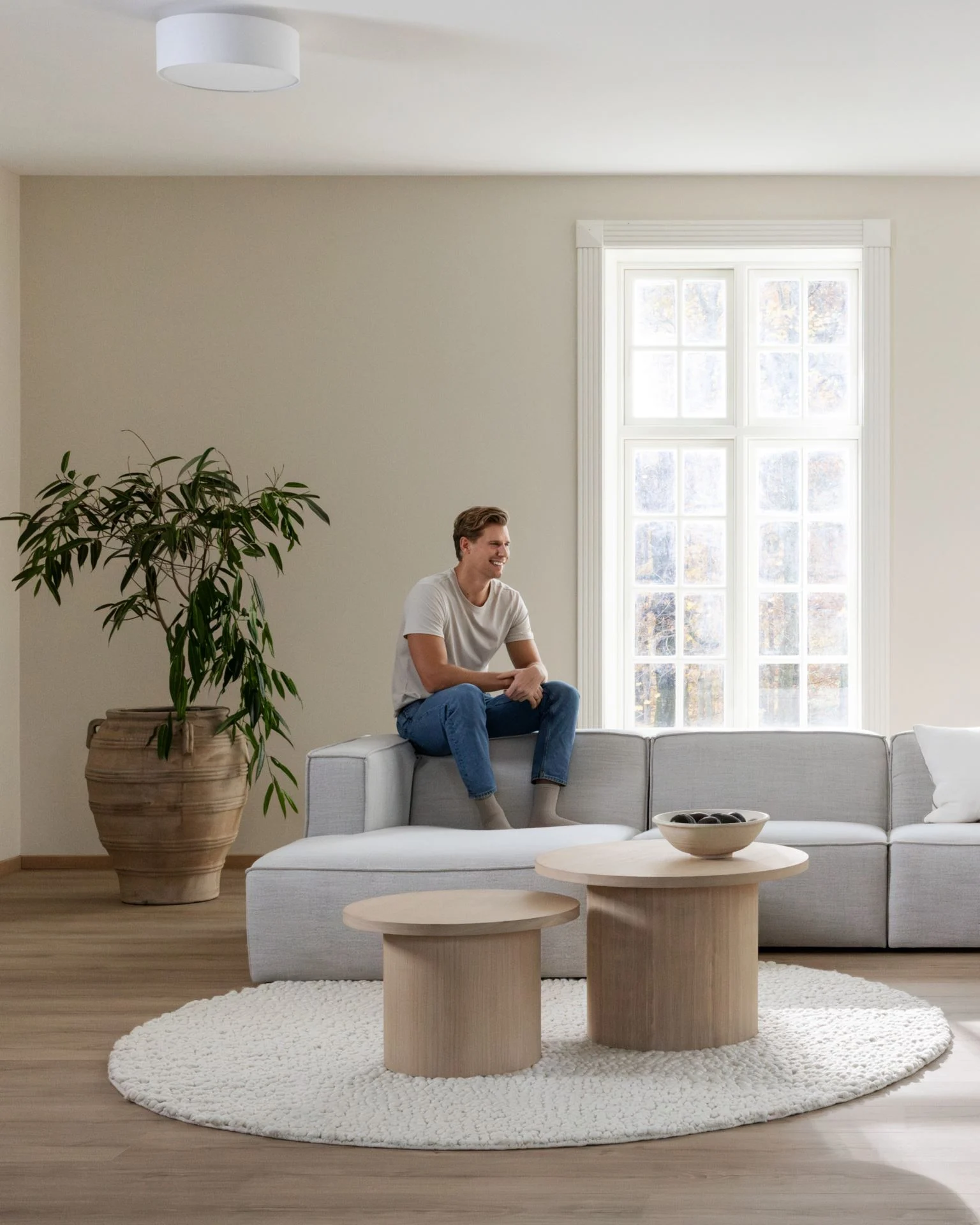 Modulsofa puff natur - 90x93x73 cm