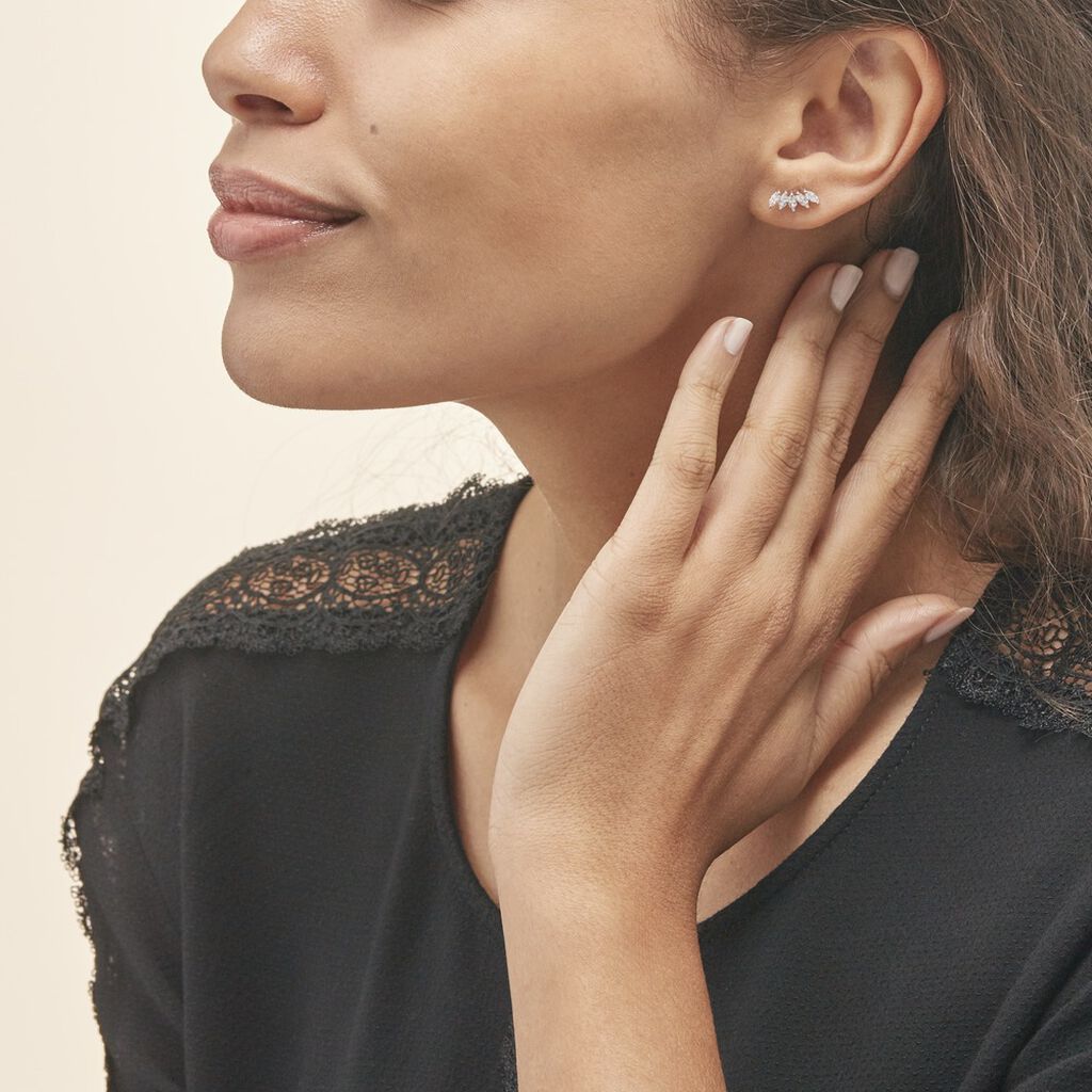 Bijoux D'oreilles Edma Or Blanc Oxyde De Zirconium