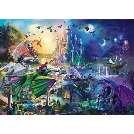 Schmidt Spiele Puzzle - Nächtlicher Drachen-Wettstreit, 1000 Teile