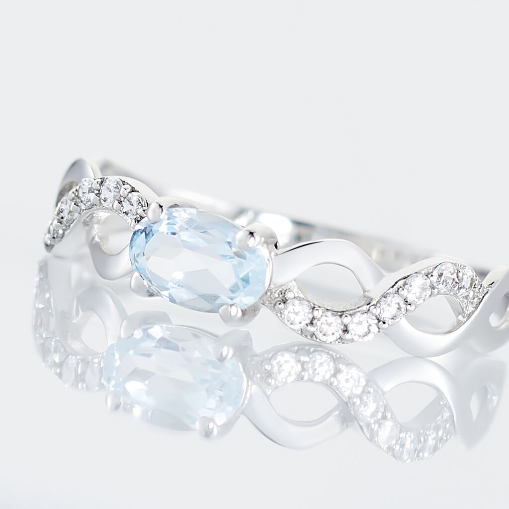Bague Iliona Or Blanc Topaze Et Oxyde De Zirconium