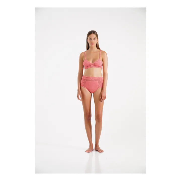 She Made Me Bas de Maillot Essential Taille Haute Crochet | Rose