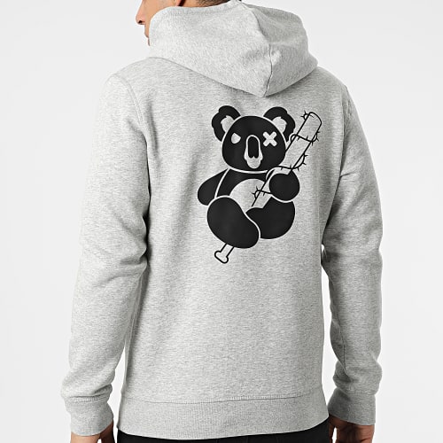Sweat Capuche Koala Gris Chiné Noir