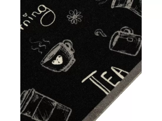 Tapis de cuisine lavable imprimé Morning noir 45x150 cm velours