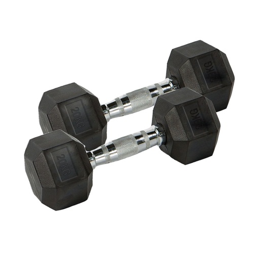 Halteres hexagonais Deluxe Fitness de 20 kg (par)