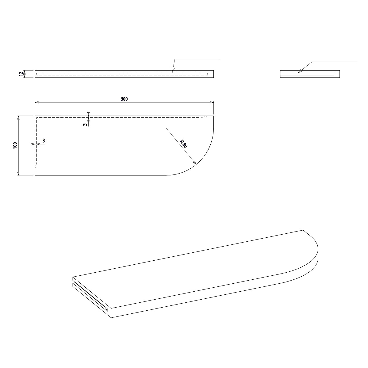 Sapho Abeline rockstone hoek plank 30x10cm wit mat