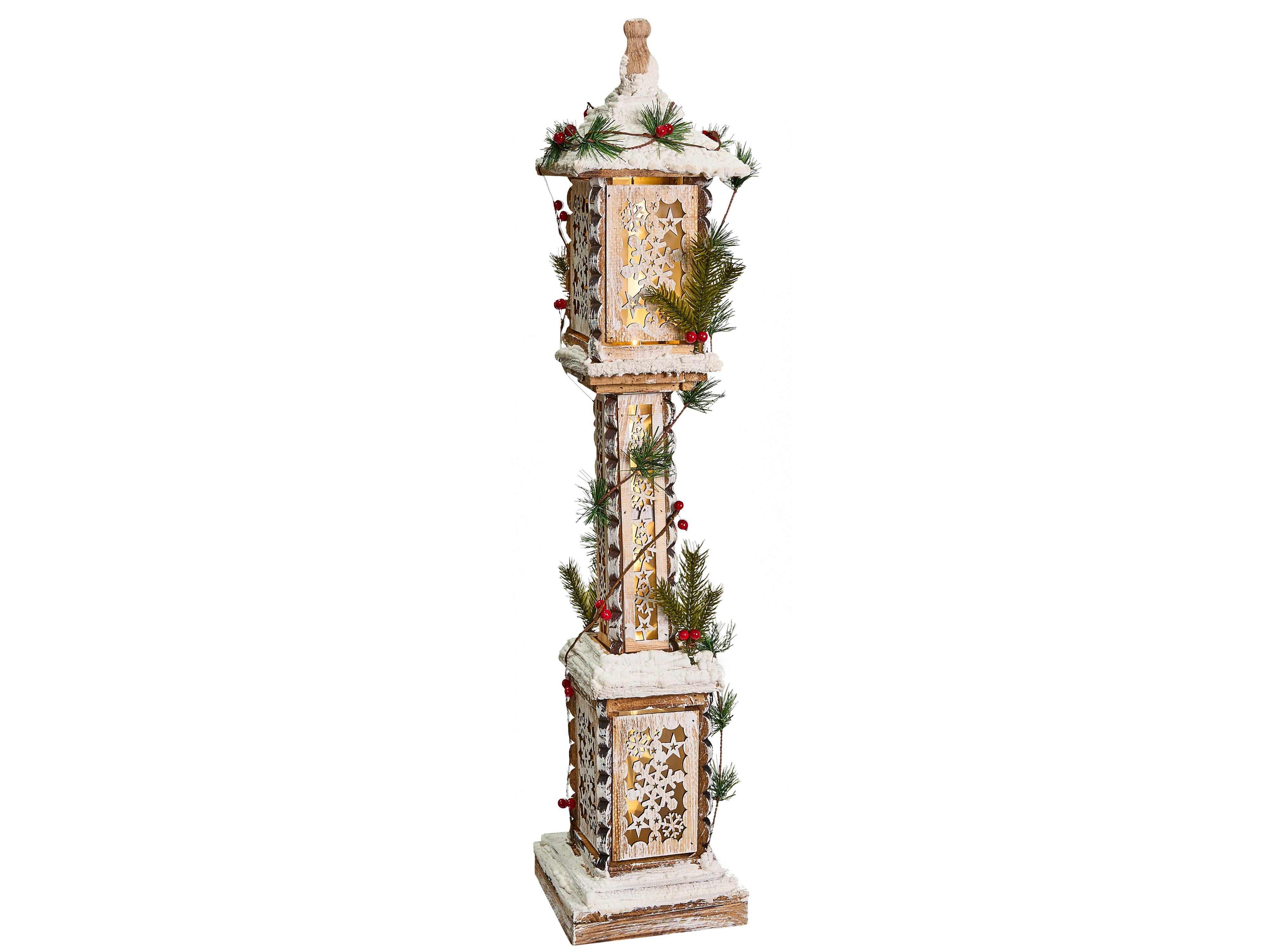 Kerstdecoratie LED LENTIRA Kerstlantaarnpaal 80 cm Lichtbruin
