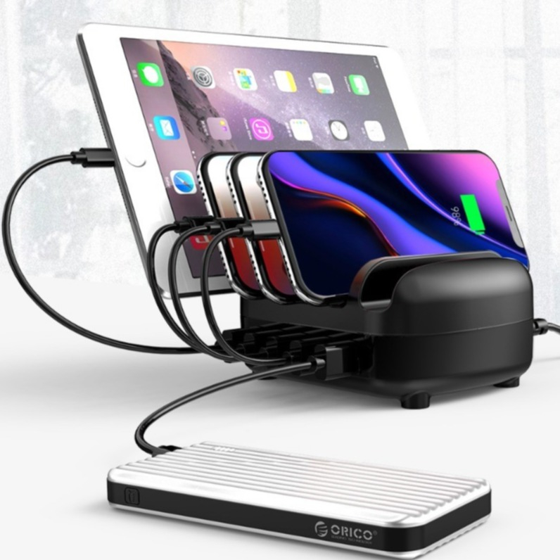 (40W) 5-fach Universal USB Ladestation Multiport Ladedock - Schwarz