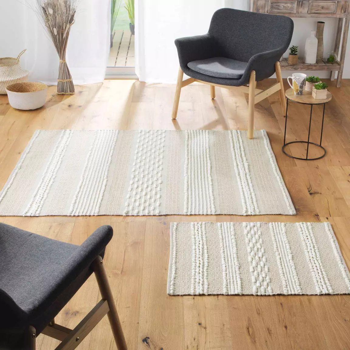 Tapis de salon coton (60 x 90 cm) Blanca Beige