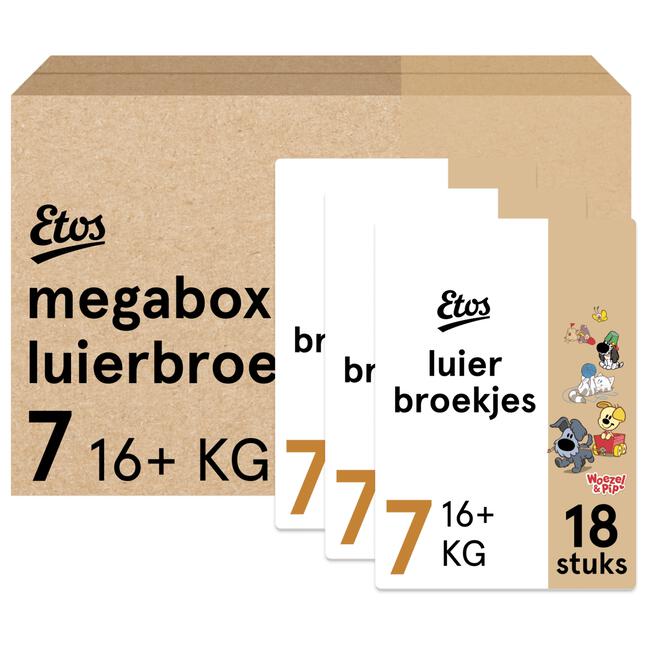 Etos Woezel & Pip Luierbroekjes XXL Megabox Maat 717+ kg 54 stuks